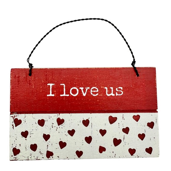 Primitives By Kathy Set of 4 Valentines Ornaments Love Wooden Hanging Sign 5x3 - Picture 8 of 10